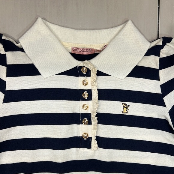 Juicy Couture Vintage Y2K Striped Polo Puff Short Sleeve Top Size Small - Picture 5 of 13